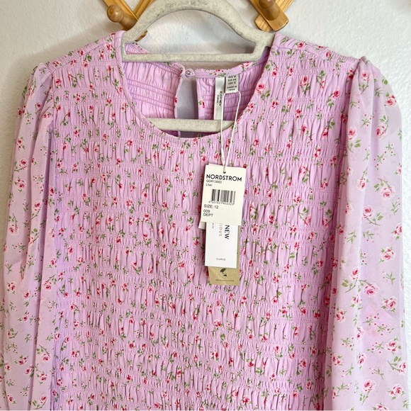 NWT Ever New Meagan Curve Shirred Floral Mini Dress - Picture 6 of 6